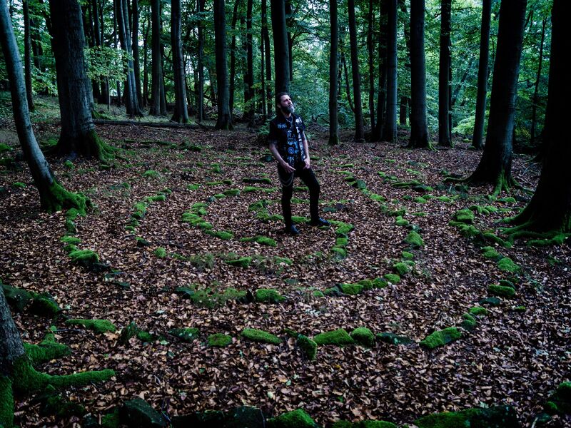 Blakylle bass player Albert in a celtic druid stonering near Fulda